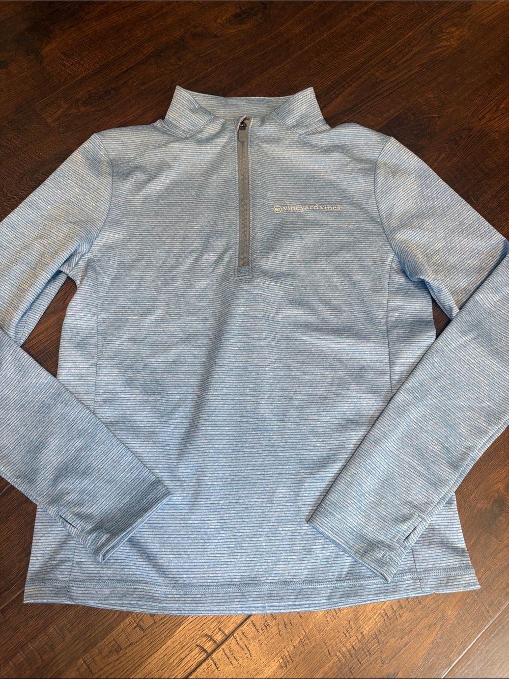 Vineyard Vines kids youth med Sky Blue Micro‑Striped Quarter‑Zip Pullover